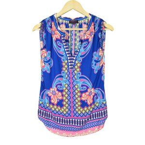 HALE BOB MULTI COLOR BLUE SLEEVELESS TUNIC TOP